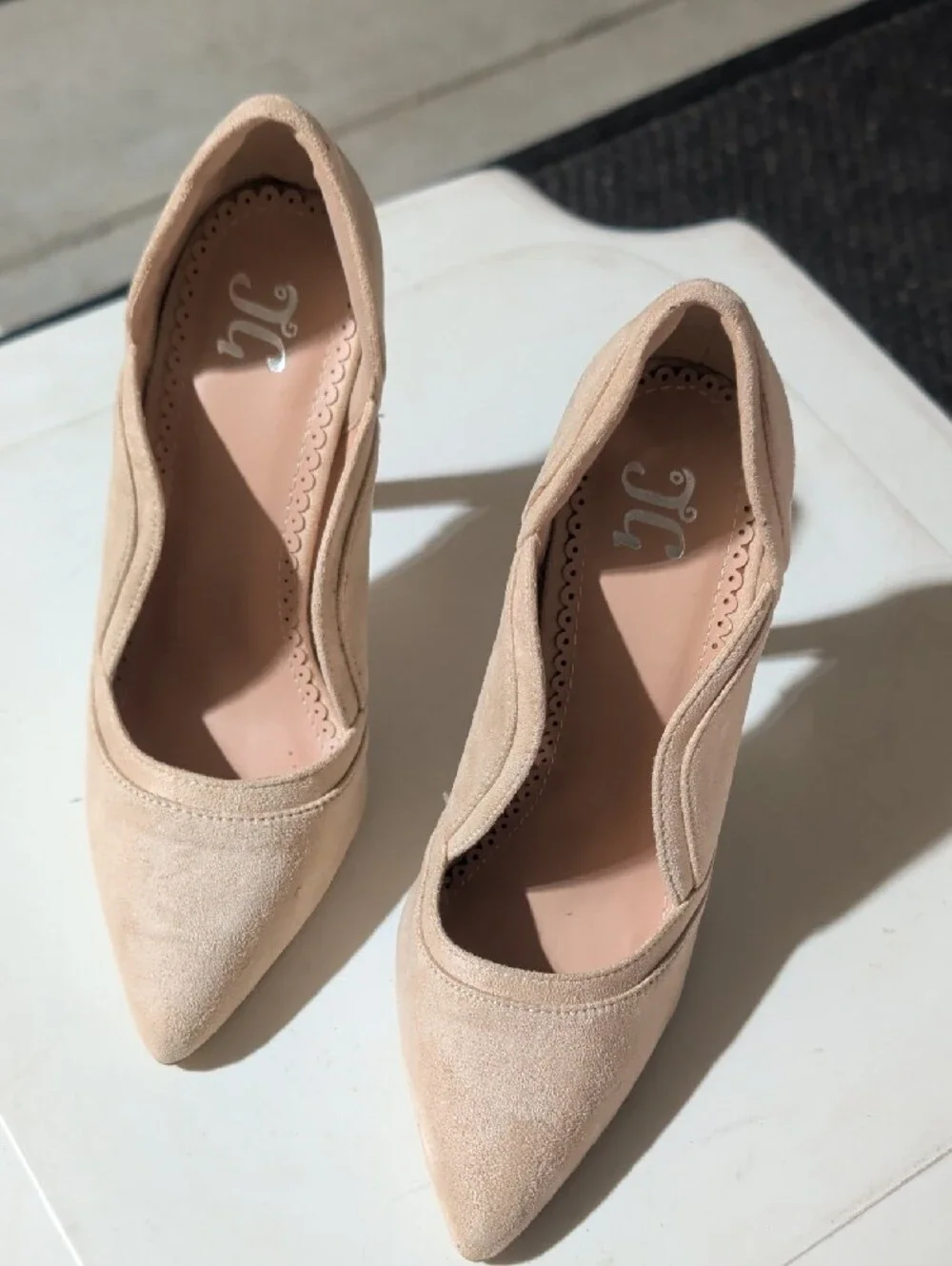 Elegant Nude Pointed Toe Suede High Heels